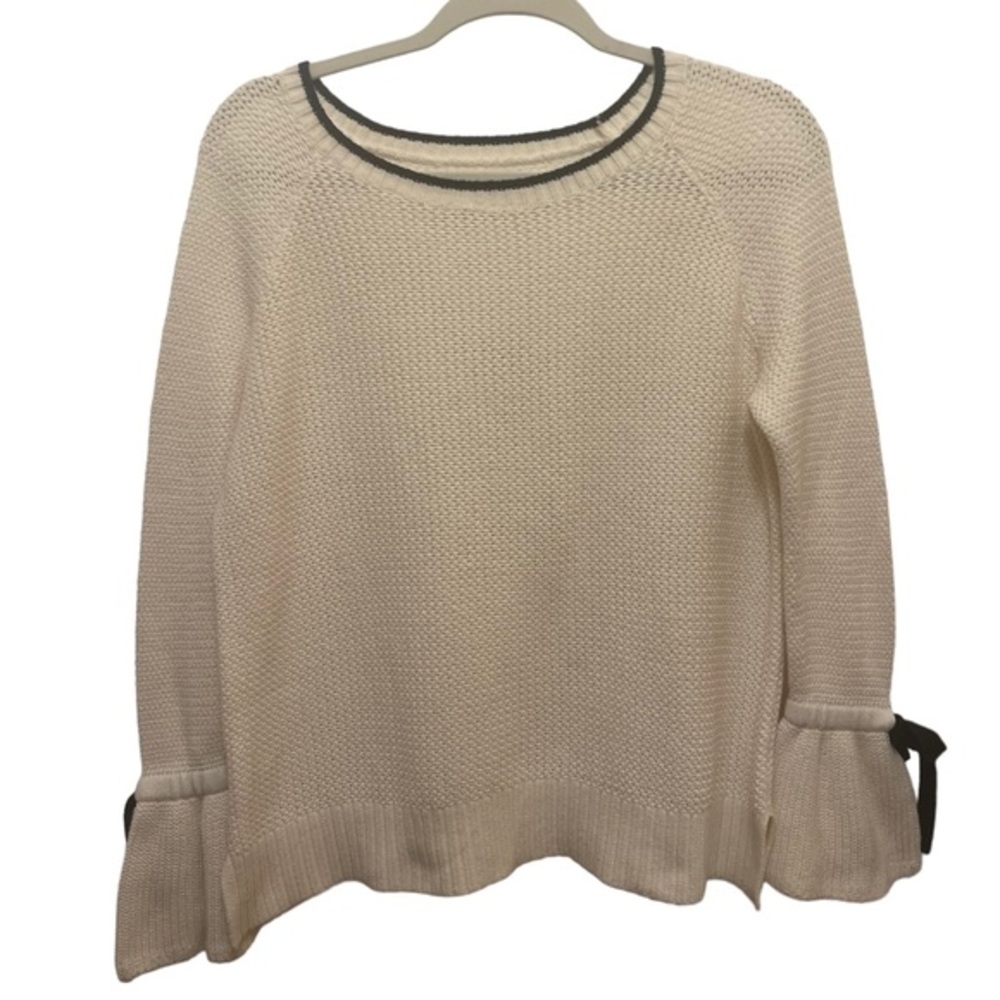 Loft Black and White Cotton Knit Top Size M